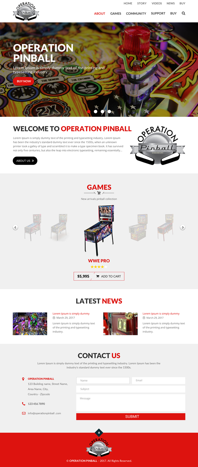 Web Design by rightway for Operation Pinball  | Design #14255421