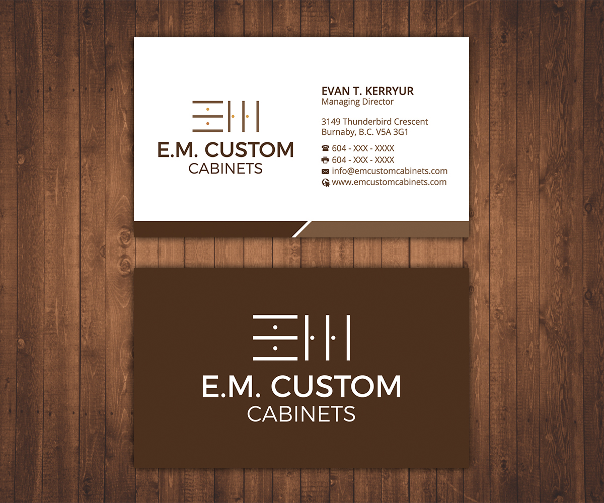 Business Card Design by Stylez Designz for E.M. Custom Cabinets Ltd. | Design #14343295