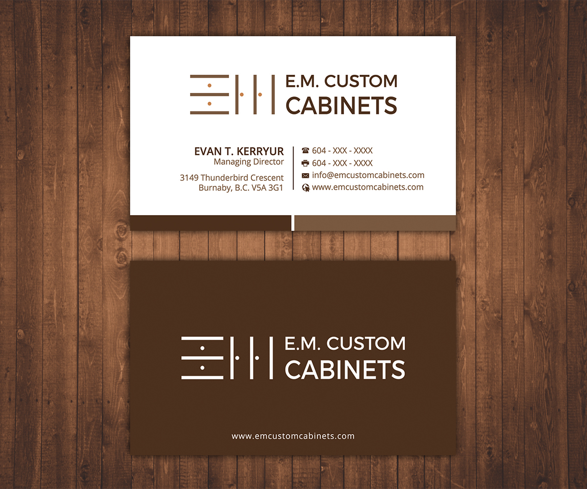 Business Card Design by Stylez Designz for E.M. Custom Cabinets Ltd. | Design #14343296