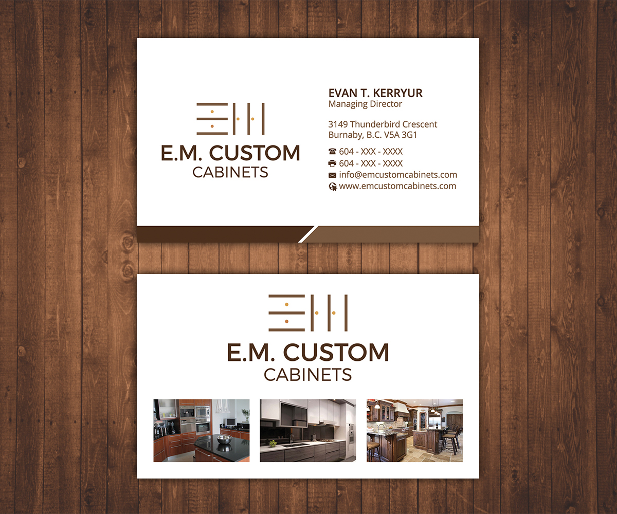 Business Card Design by Stylez Designz for E.M. Custom Cabinets Ltd. | Design #14343297