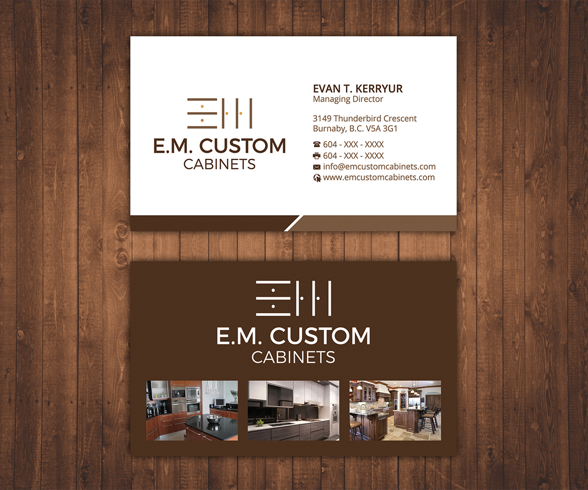 Business Card Design by Stylez Designz for E.M. Custom Cabinets Ltd. | Design #14343298