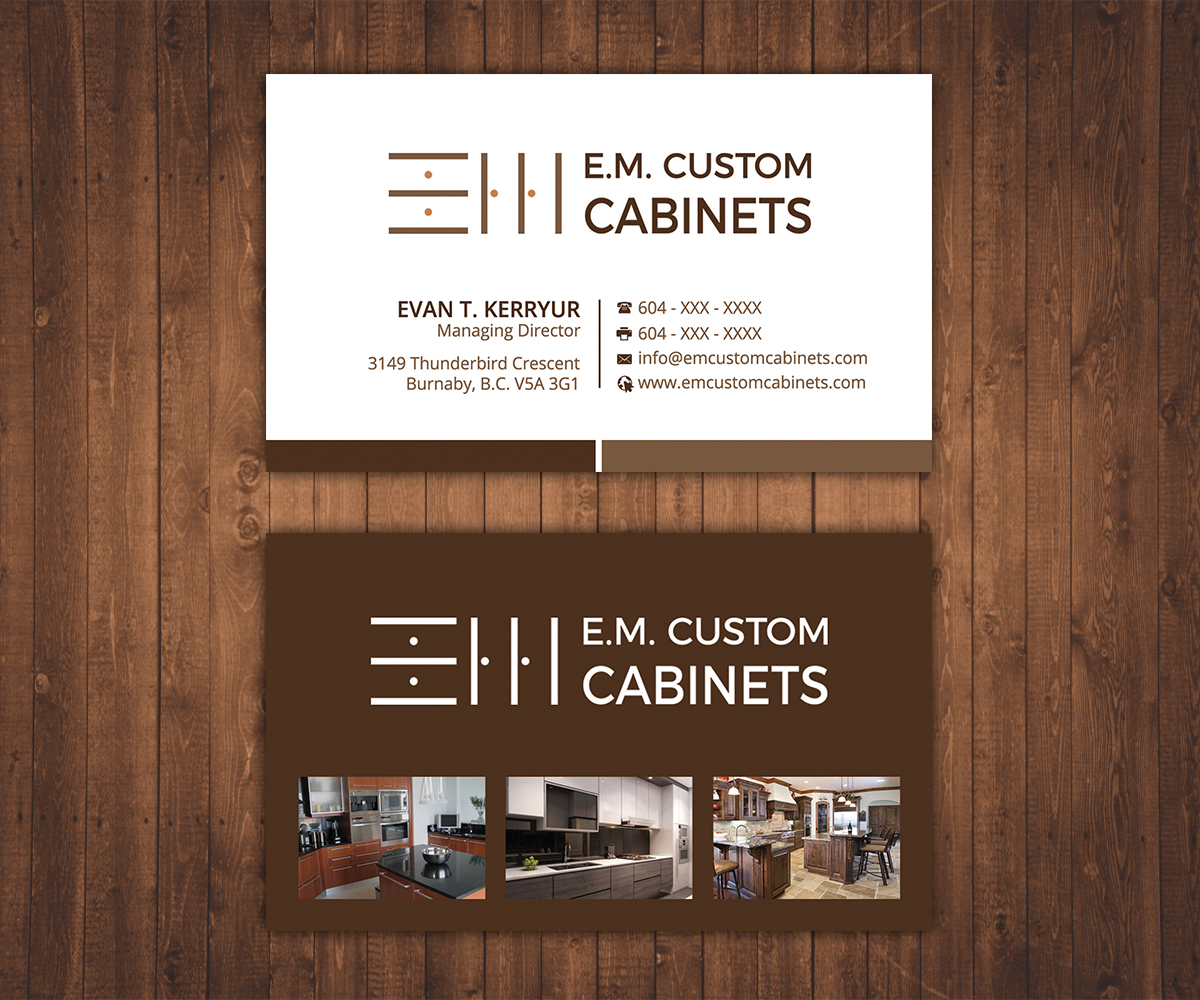 Business Card Design by Stylez Designz for E.M. Custom Cabinets Ltd. | Design #14343305
