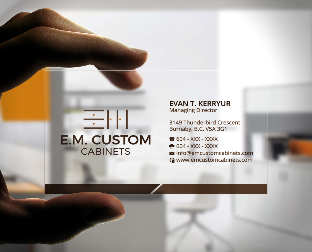 Diseño de Tarjeta de Presentación por Stylez Designz para E.M. Custom Cabinets Ltd. | Diseño #14343307