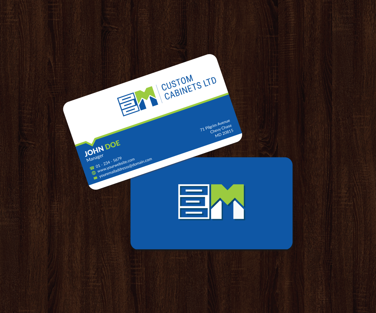 Business Card Design by JK18 for E.M. Custom Cabinets Ltd. | Design #14249732