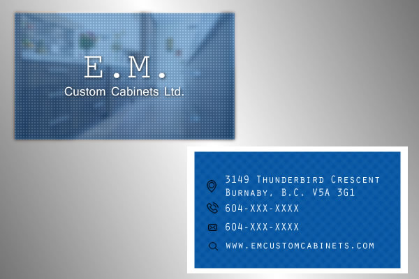 Business Card Design by designershahzaib321 for E.M. Custom Cabinets Ltd. | Design #14257938
