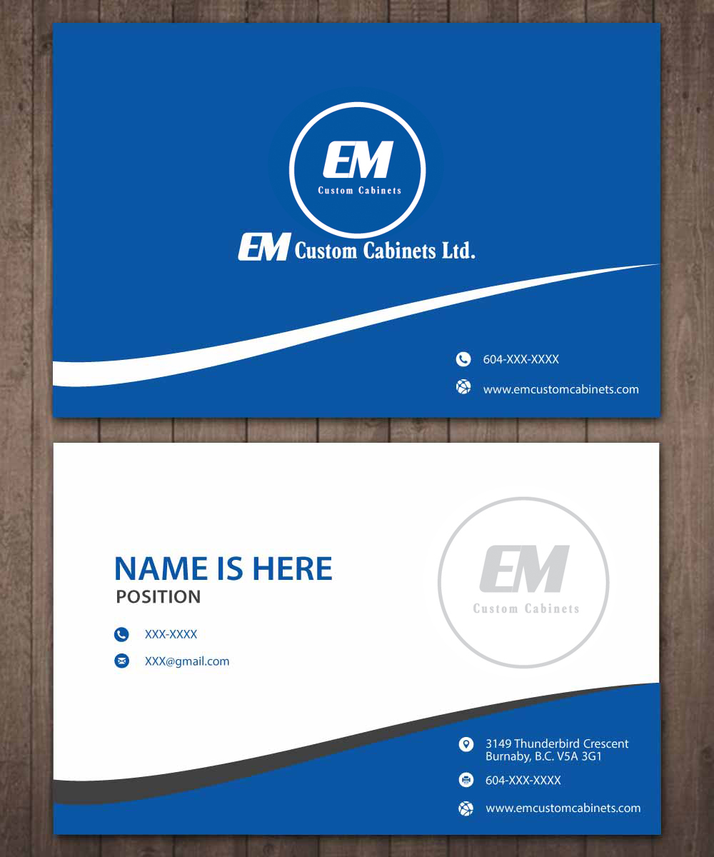 Business Card Design by Manikantan for E.M. Custom Cabinets Ltd. | Design #14338768