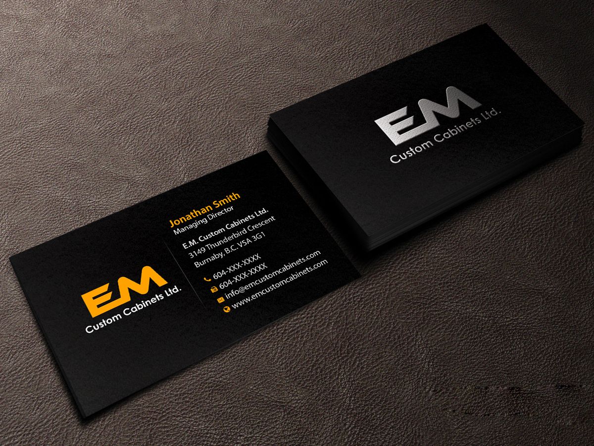 Visitenkarten-Design von Creations Box 2015 für E.M. Custom Cabinets Ltd. | Design #14235122