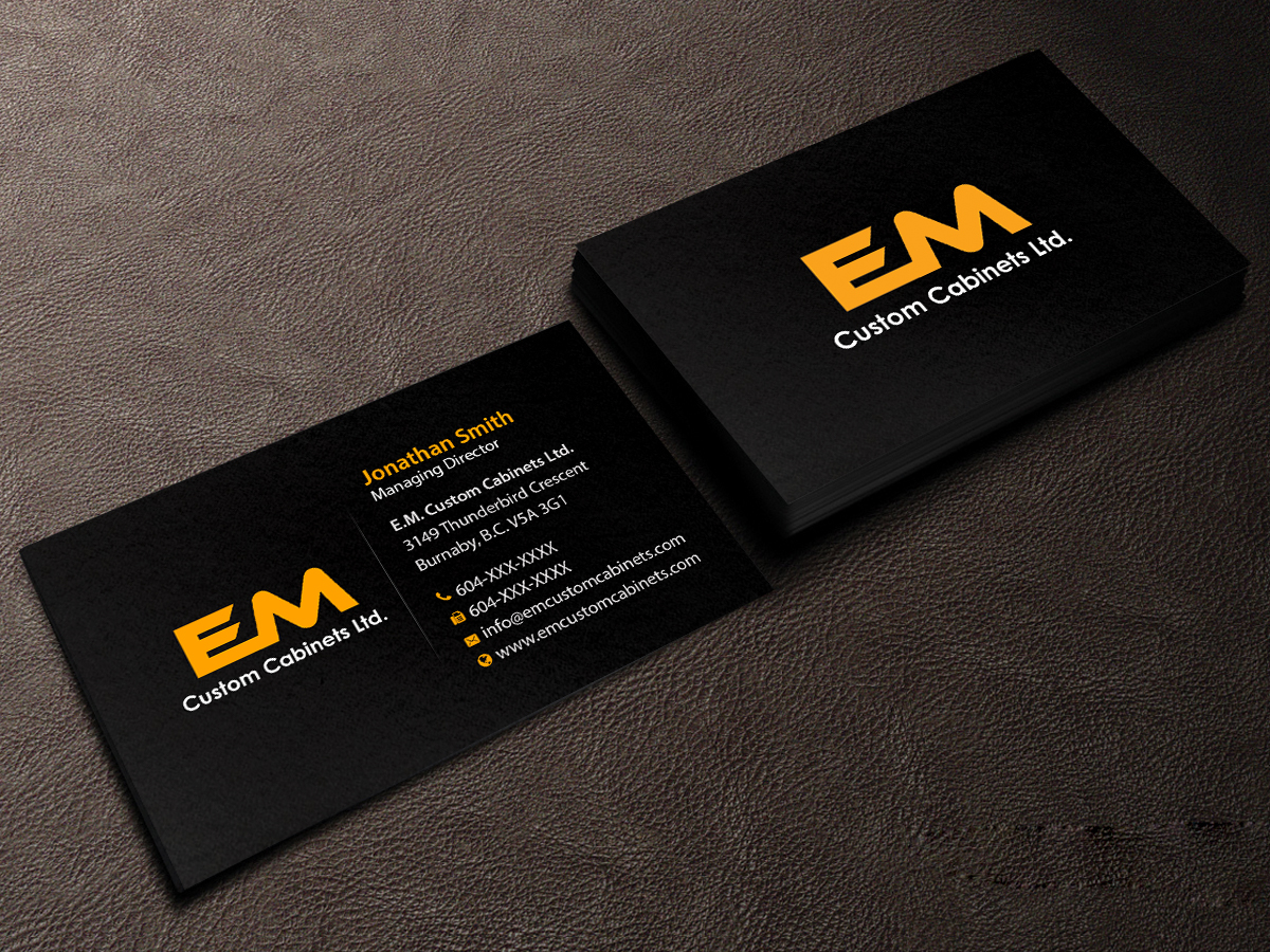 Design de Carte de Visite par Creations Box 2015 pour E.M. Custom Cabinets Ltd. | Design #14235124