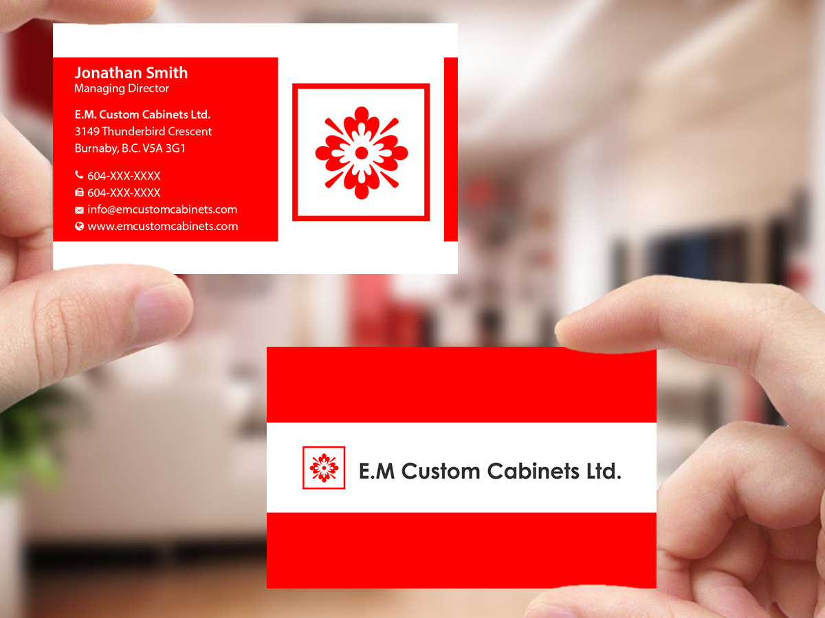 Visitenkarten-Design von Creations Box 2015 für E.M. Custom Cabinets Ltd. | Design #14235133