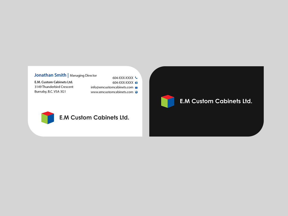 Business Card Design by Creations Box 2015 for E.M. Custom Cabinets Ltd. | Design #14235134