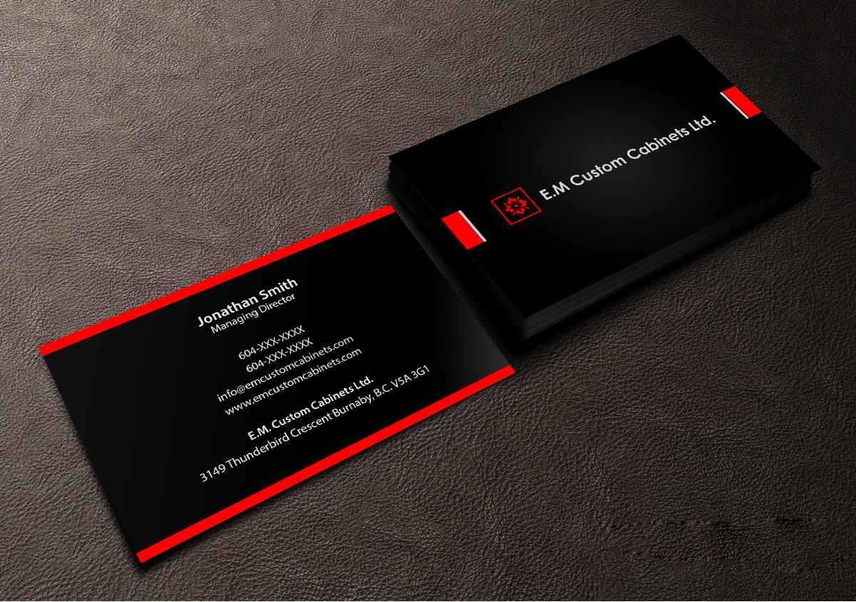 Business Card Design by Creations Box 2015 for E.M. Custom Cabinets Ltd. | Design #14235148