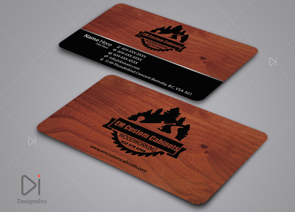 Serious Modern Business Card Design For E M Custom Cabinets Ltd By Inc 14314860 Business Card Design, Cabinets By Design Inc