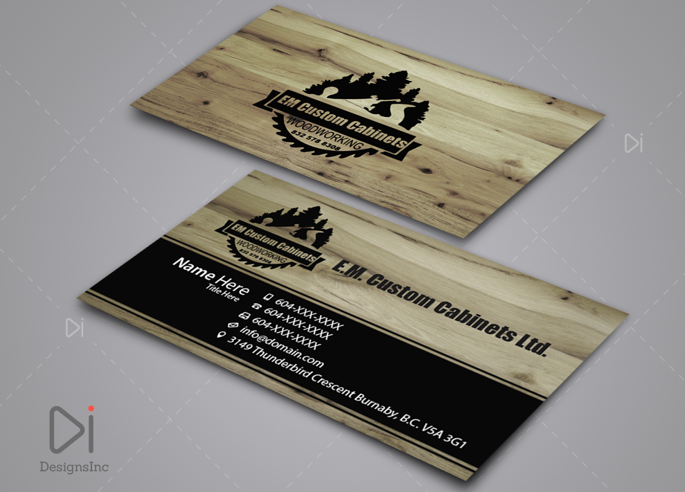 Business Card Design by Design Inc for E.M. Custom Cabinets Ltd. | Design #14314875