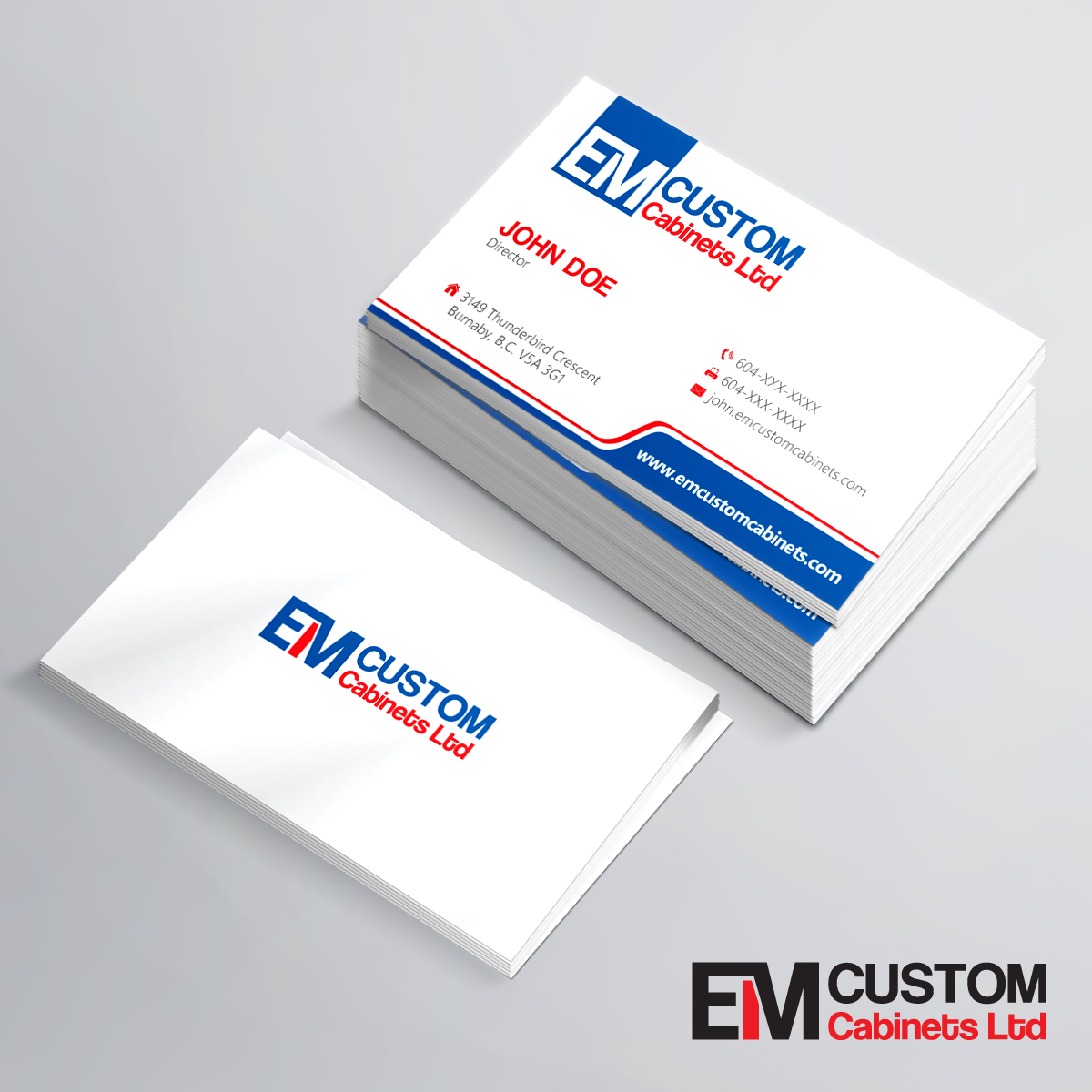 Business Card Design by e-graphics for E.M. Custom Cabinets Ltd. | Design #14226047