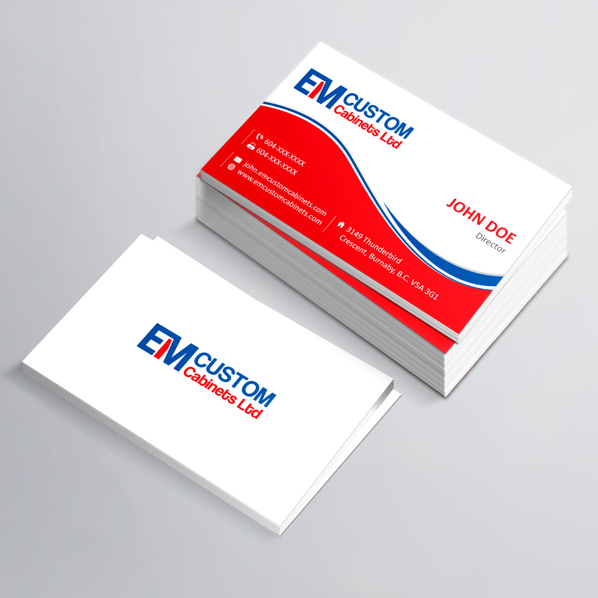 Visitenkarten-Design von e-graphics für E.M. Custom Cabinets Ltd. | Design #14253954