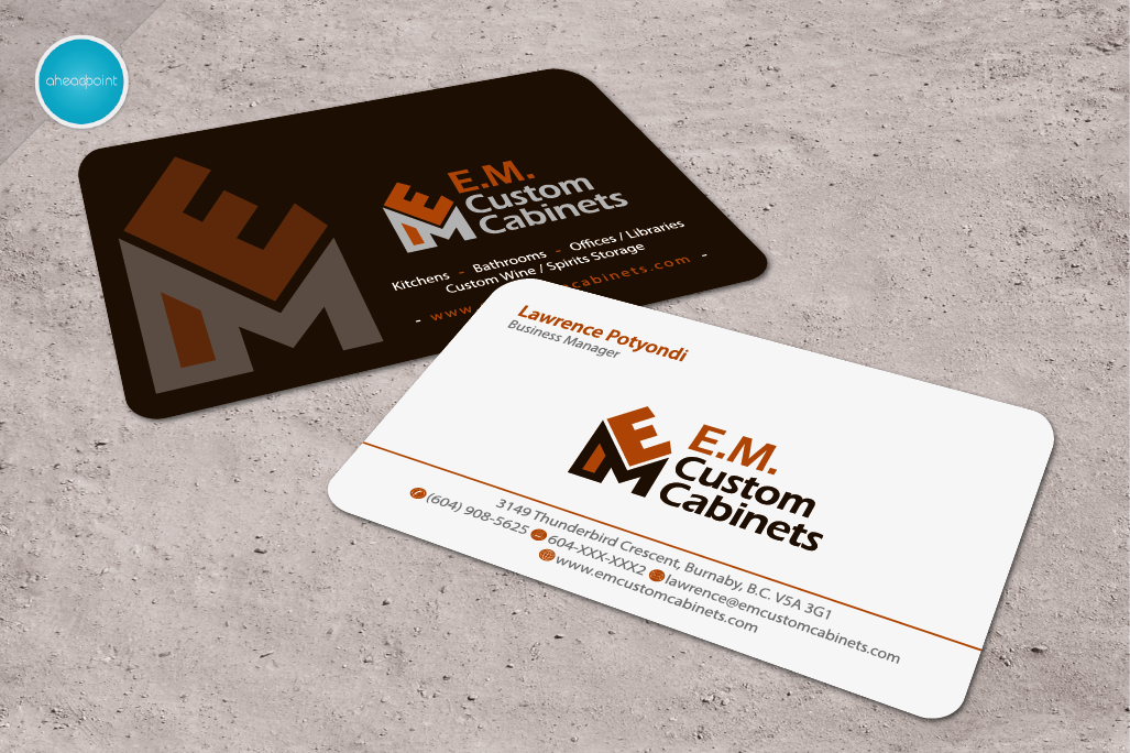 Business Card Design by aheadpoint for E.M. Custom Cabinets Ltd. | Design #14326710