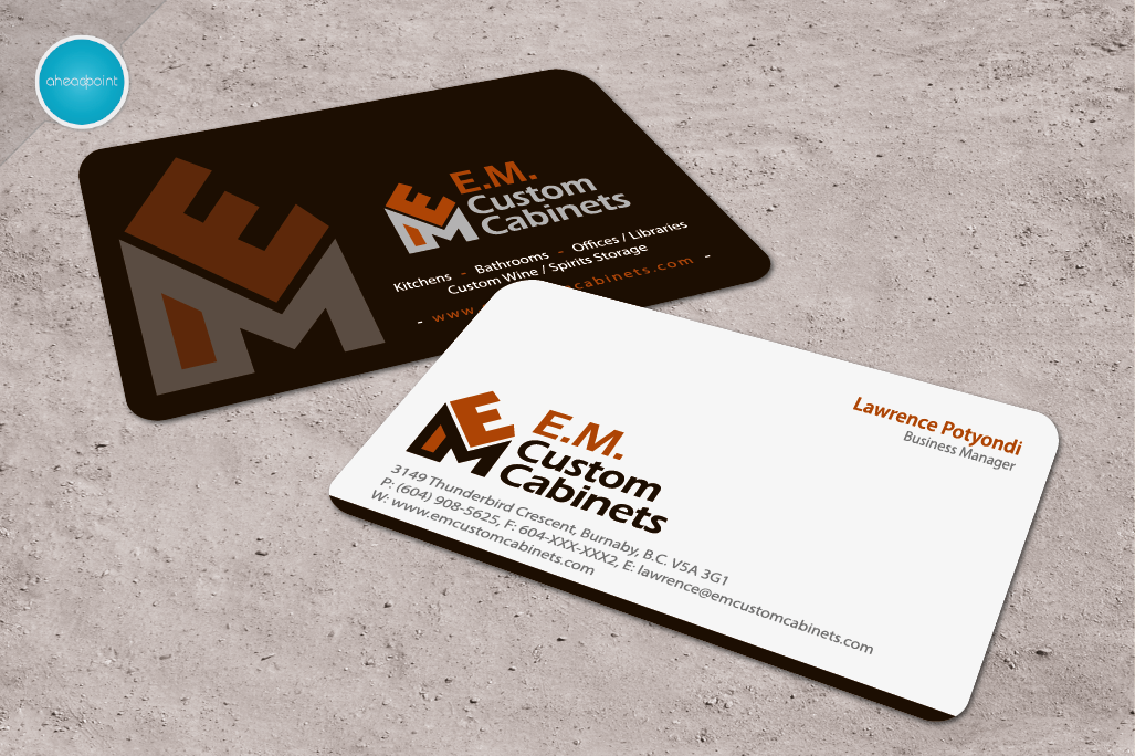 Diseño de Tarjeta de Presentación por aheadpoint para E.M. Custom Cabinets Ltd. | Diseño #14326711