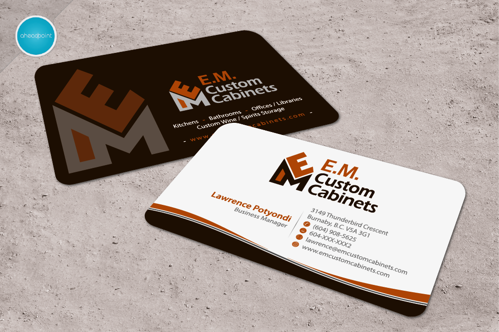 Business Card Design by aheadpoint for E.M. Custom Cabinets Ltd. | Design #14326713