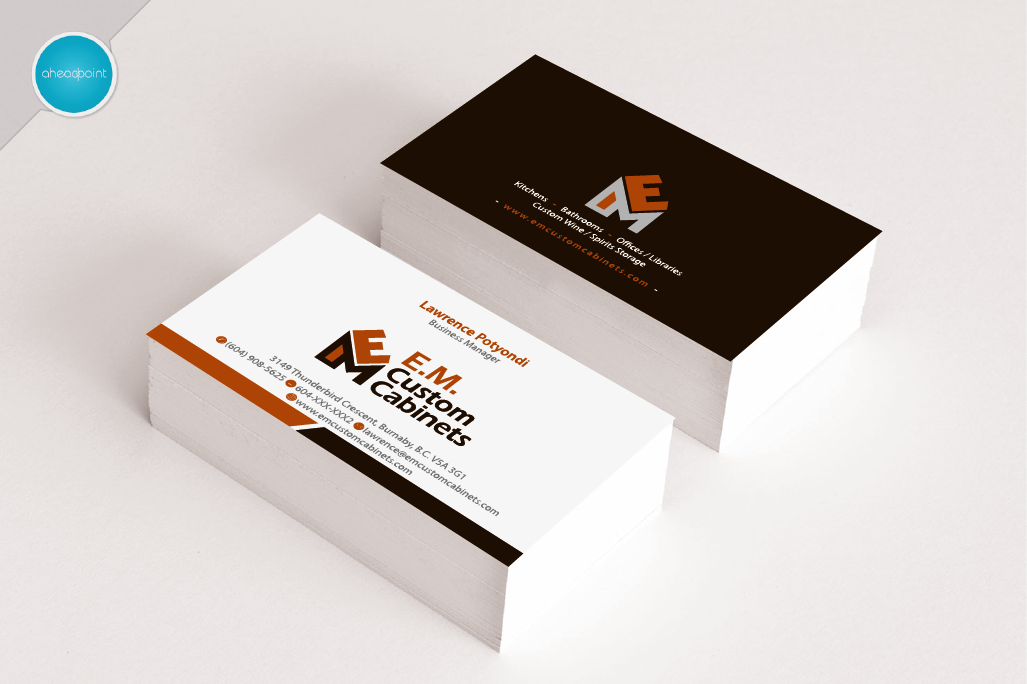 Business Card Design by aheadpoint for E.M. Custom Cabinets Ltd. | Design #14326714