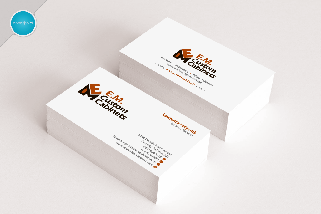Business Card Design by aheadpoint for E.M. Custom Cabinets Ltd. | Design #14326715