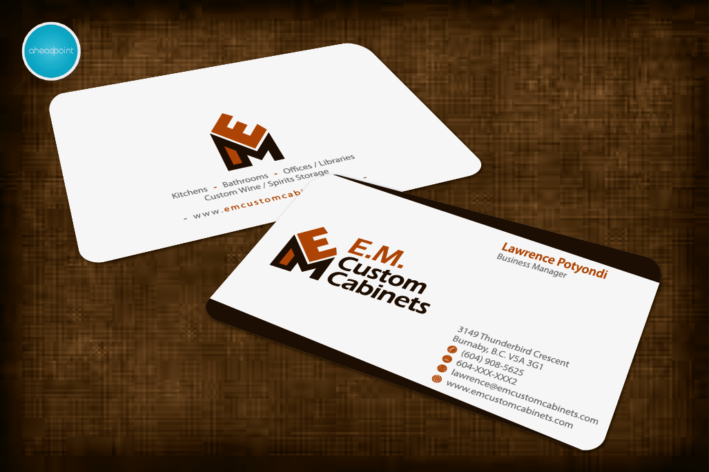 Business Card Design by aheadpoint for E.M. Custom Cabinets Ltd. | Design #14326717