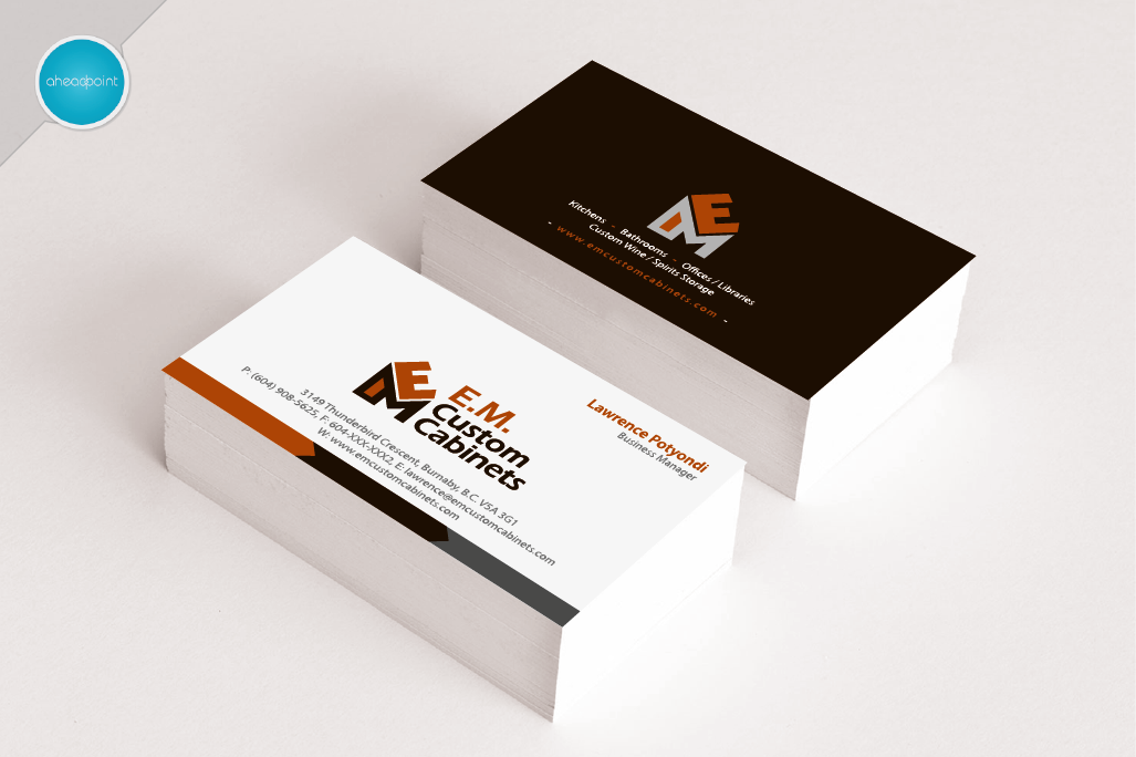 Business Card Design by aheadpoint for E.M. Custom Cabinets Ltd. | Design #14326722