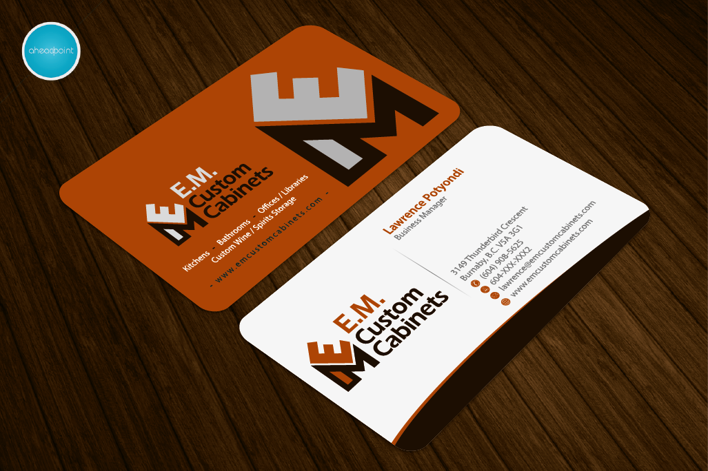 Business Card Design by aheadpoint for E.M. Custom Cabinets Ltd. | Design #14326725
