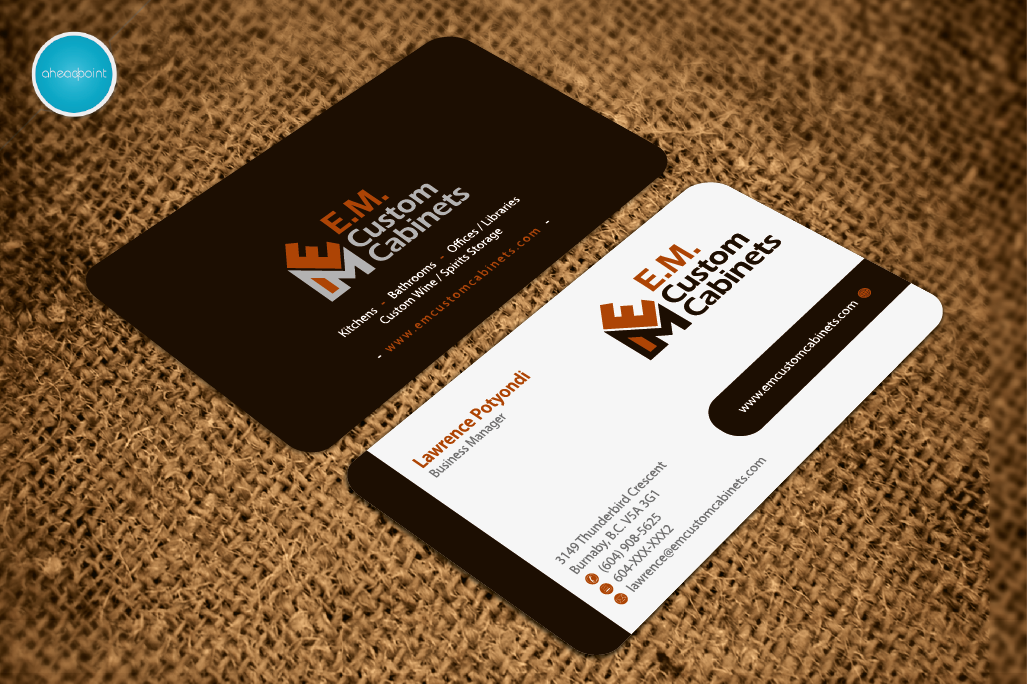 Design de Carte de Visite par aheadpoint pour E.M. Custom Cabinets Ltd. | Design #14326727