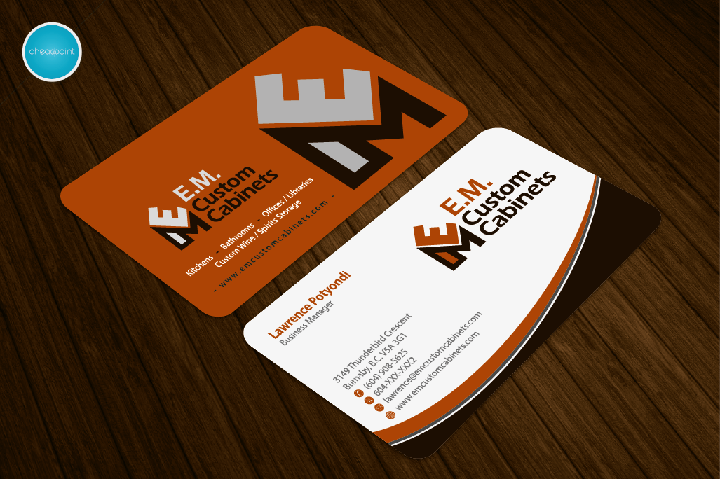 Business Card Design by aheadpoint for E.M. Custom Cabinets Ltd. | Design #14326728