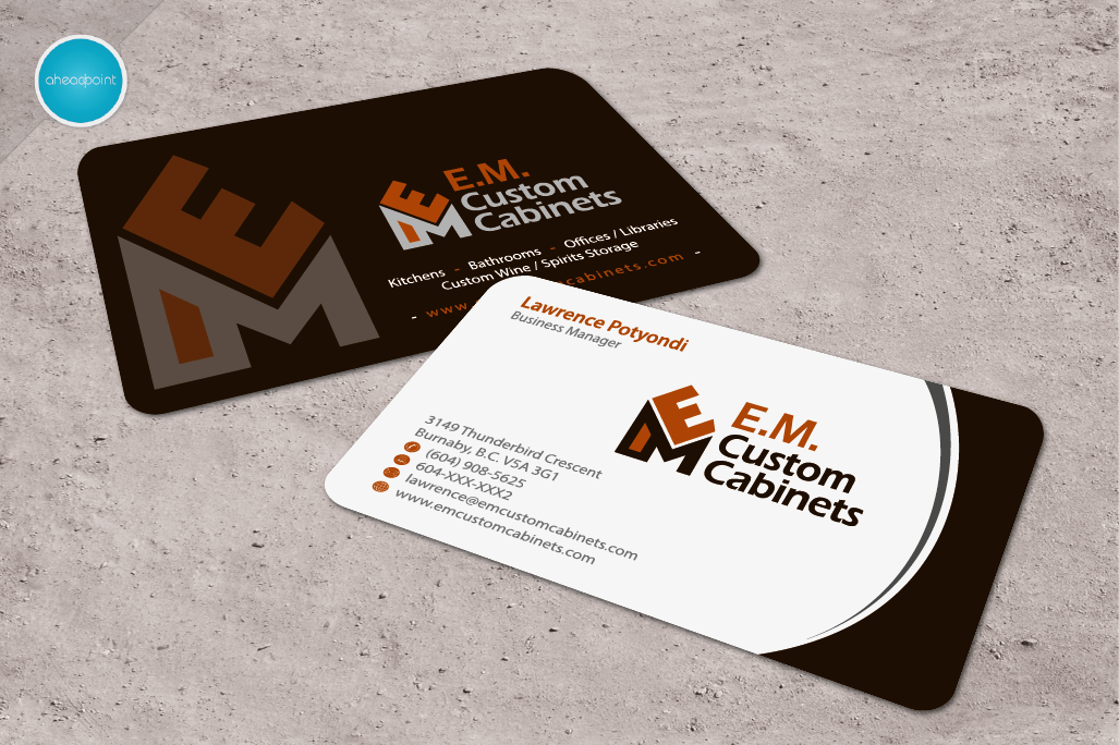 Business Card Design by aheadpoint for E.M. Custom Cabinets Ltd. | Design #14326740