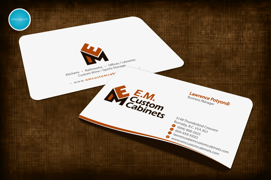Business Card Design by aheadpoint for E.M. Custom Cabinets Ltd. | Design #14326742