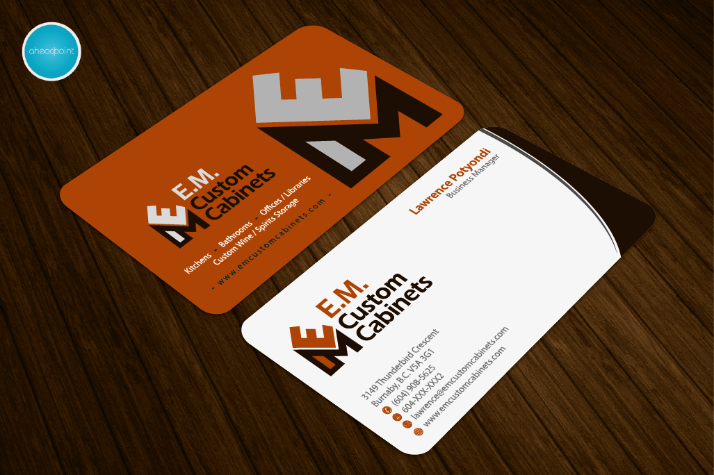Business Card Design by aheadpoint for E.M. Custom Cabinets Ltd. | Design #14326744