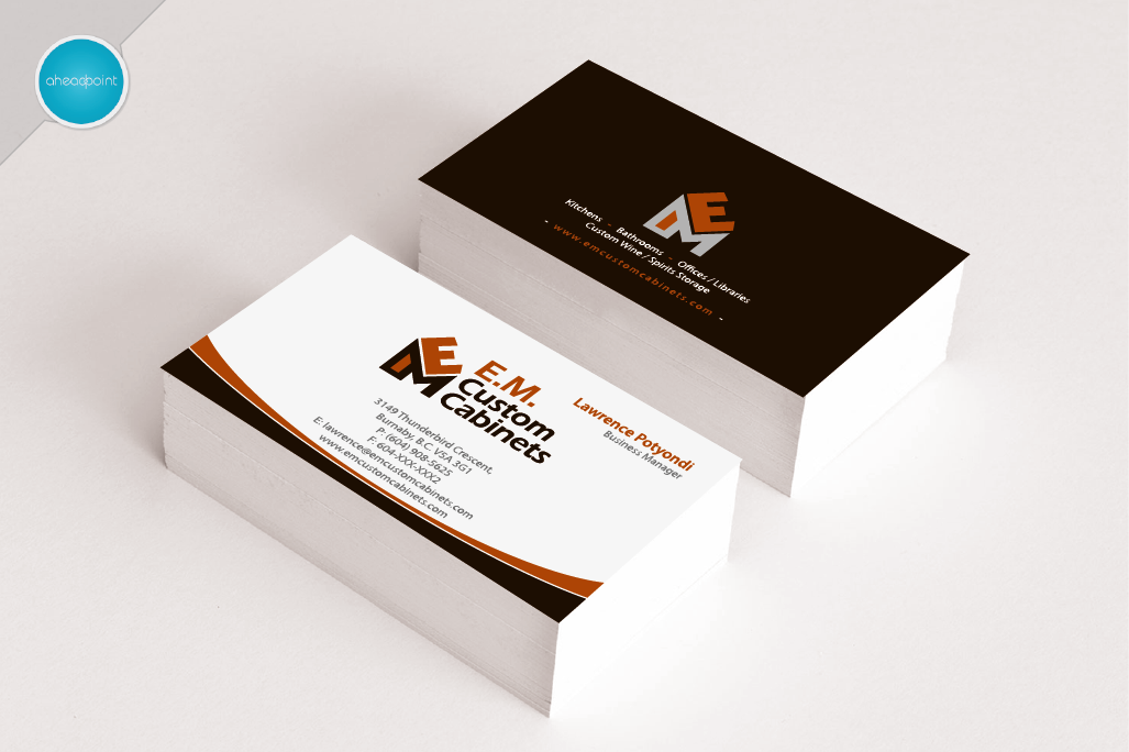 Visitenkarten-Design von aheadpoint für E.M. Custom Cabinets Ltd. | Design #14326745