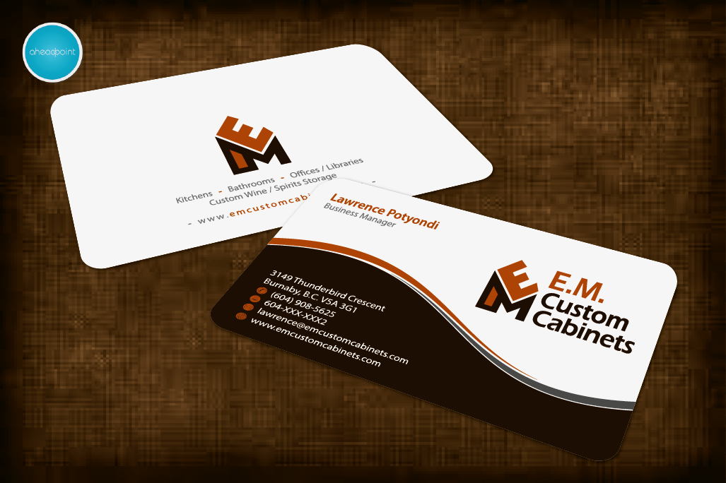 Business Card Design by aheadpoint for E.M. Custom Cabinets Ltd. | Design #14326747