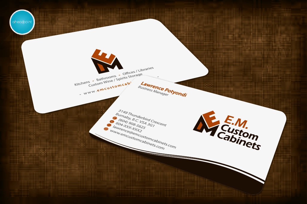 Business Card Design by aheadpoint for E.M. Custom Cabinets Ltd. | Design #14326750