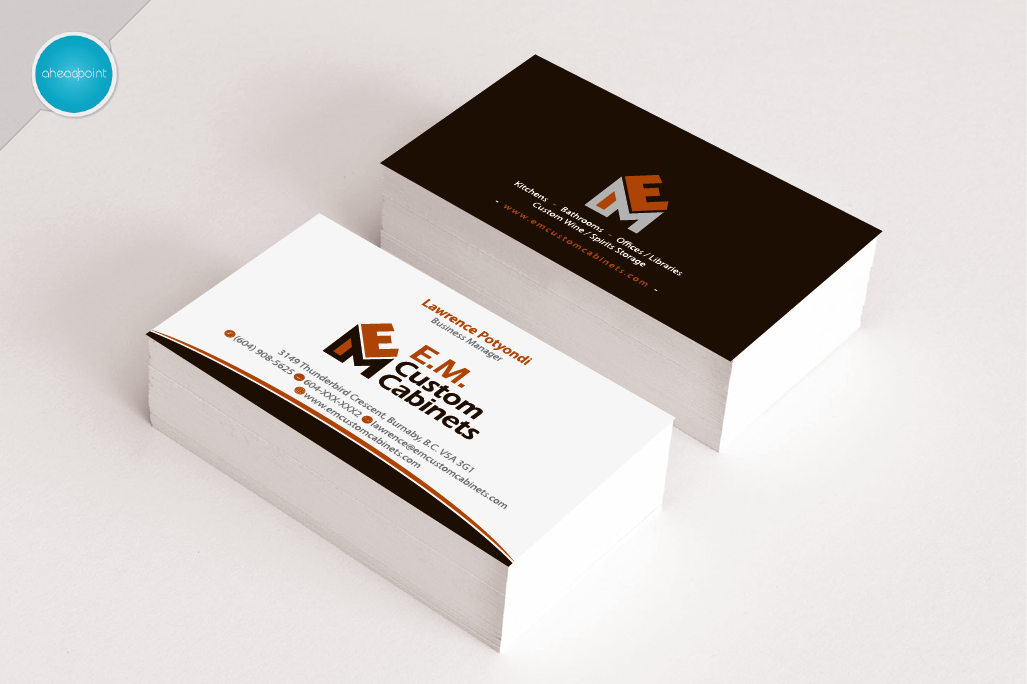 Business Card Design by aheadpoint for E.M. Custom Cabinets Ltd. | Design #14326754