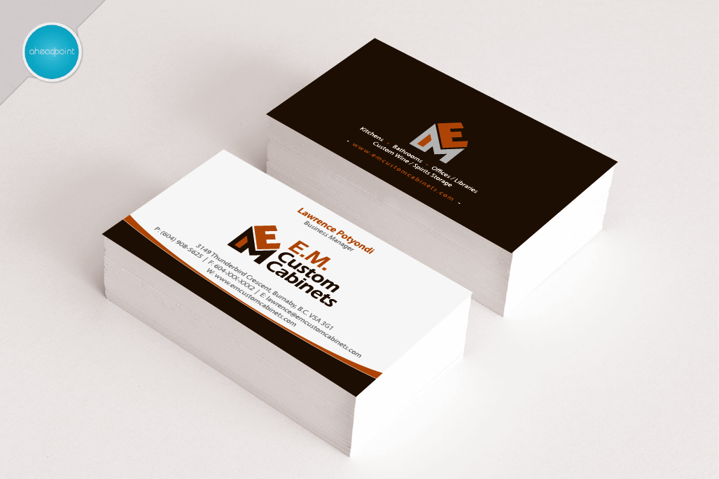 Business Card Design by aheadpoint for E.M. Custom Cabinets Ltd. | Design #14326755