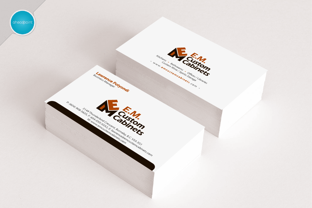 Business Card Design by aheadpoint for E.M. Custom Cabinets Ltd. | Design #14326756