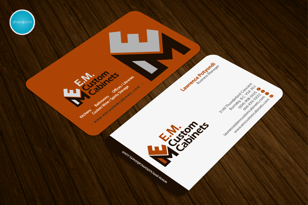 Business Card Design by aheadpoint for E.M. Custom Cabinets Ltd. | Design #14326761