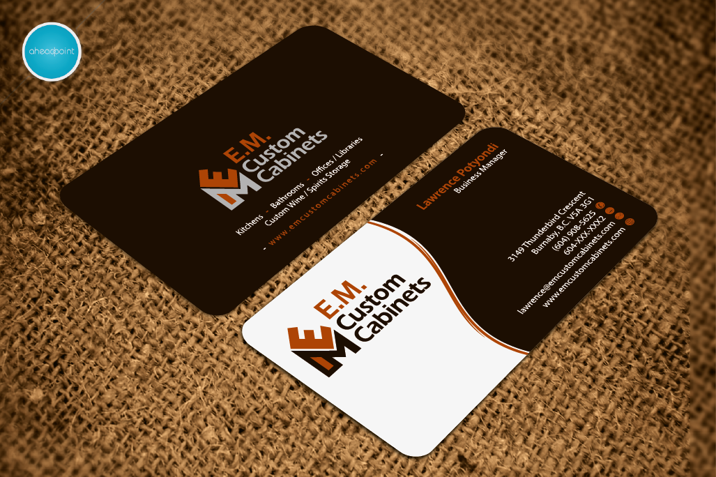 Business Card Design by aheadpoint for E.M. Custom Cabinets Ltd. | Design #14326763
