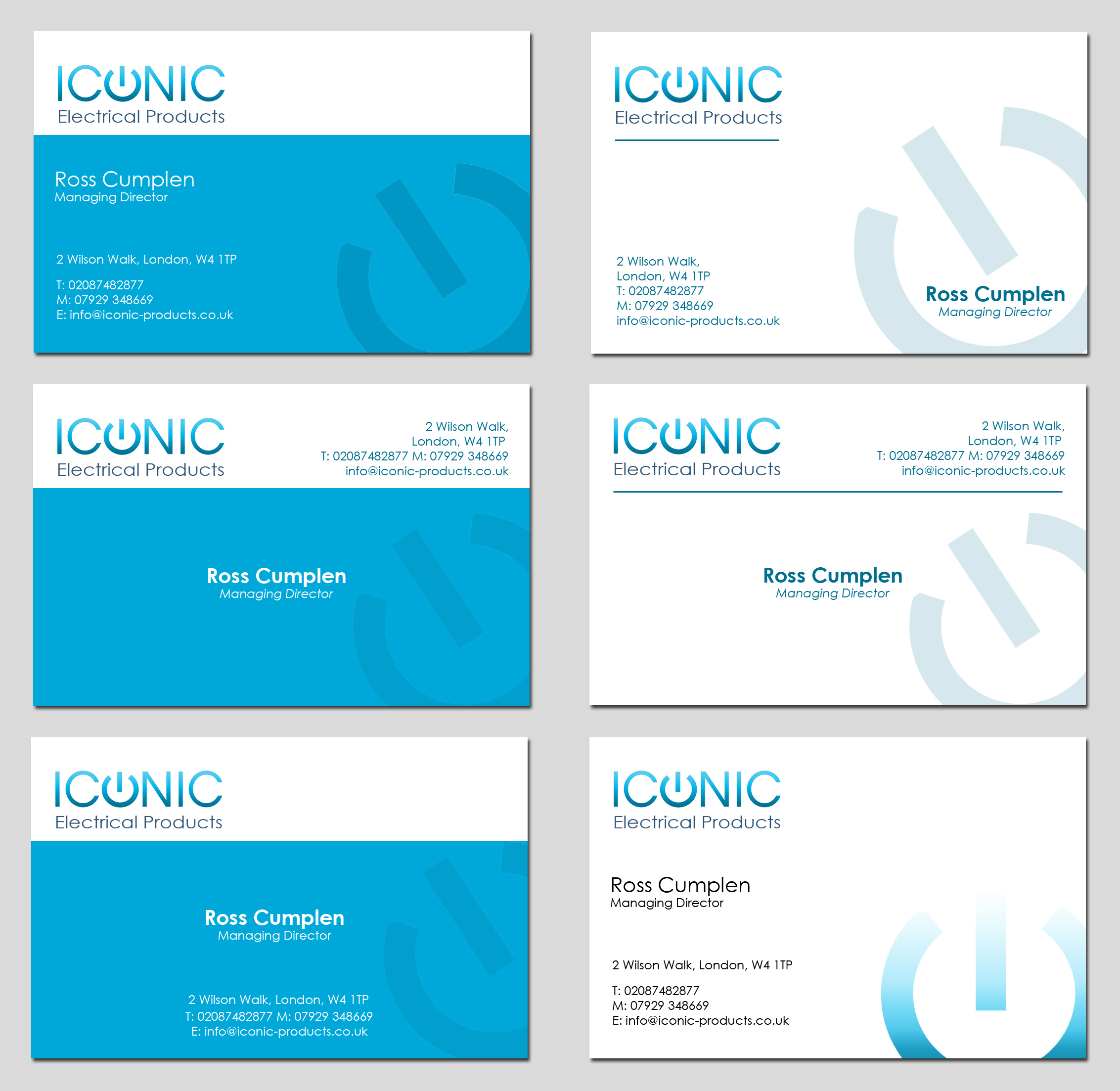 Business Card Design by martinwalker.eu for Iconic Electrical Products LTD | Design #35699