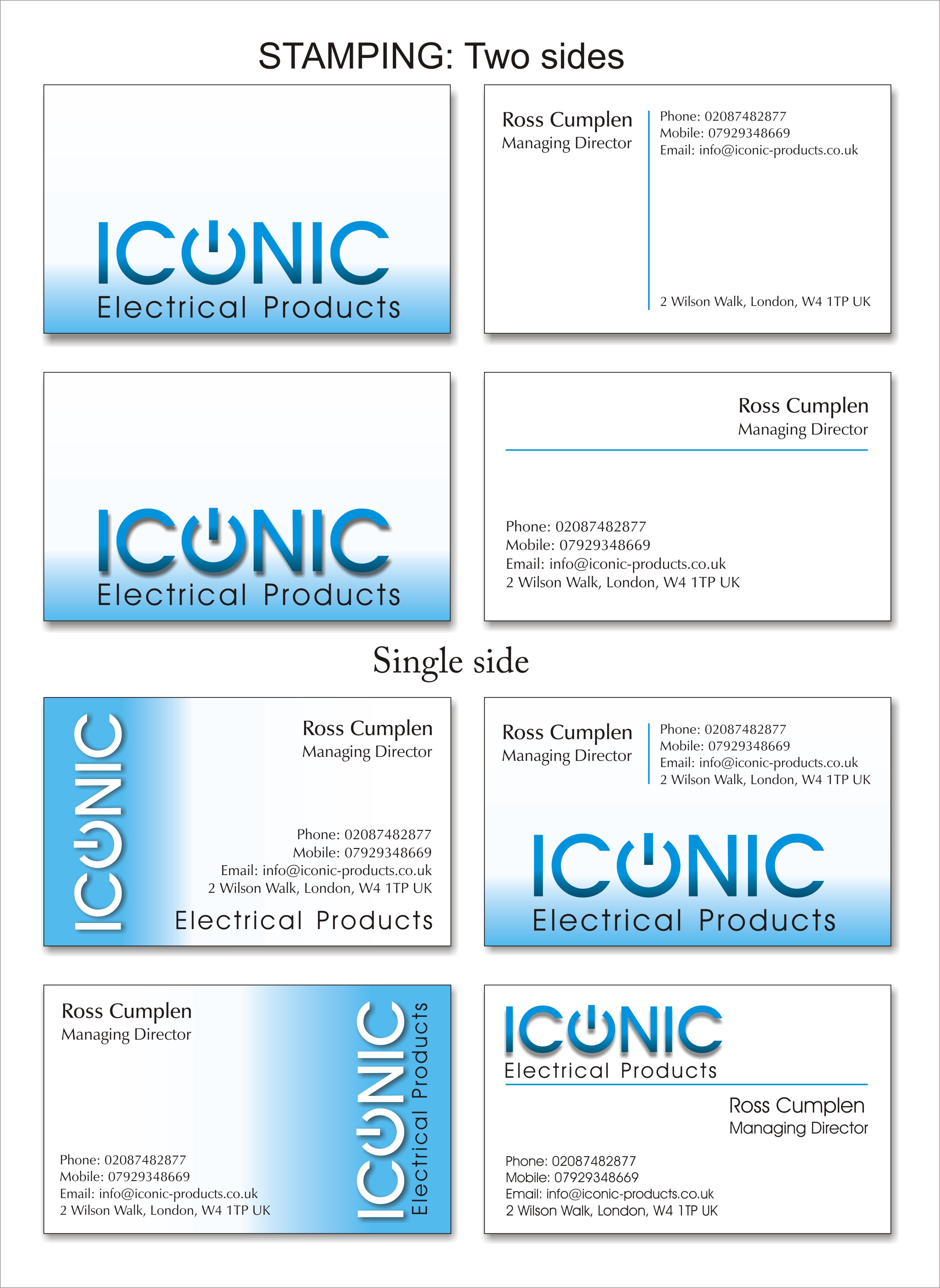 Business Card Design by Pedrink for Iconic Electrical Products LTD | Design #34657