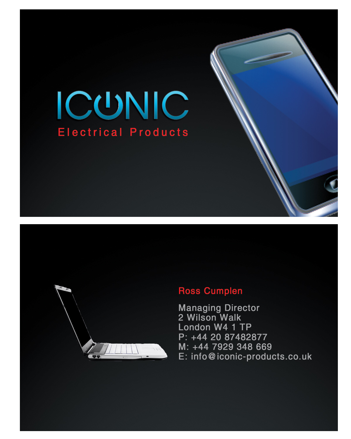 Business Card Design by Gekko Web Design for Iconic Electrical Products LTD | Design #34507