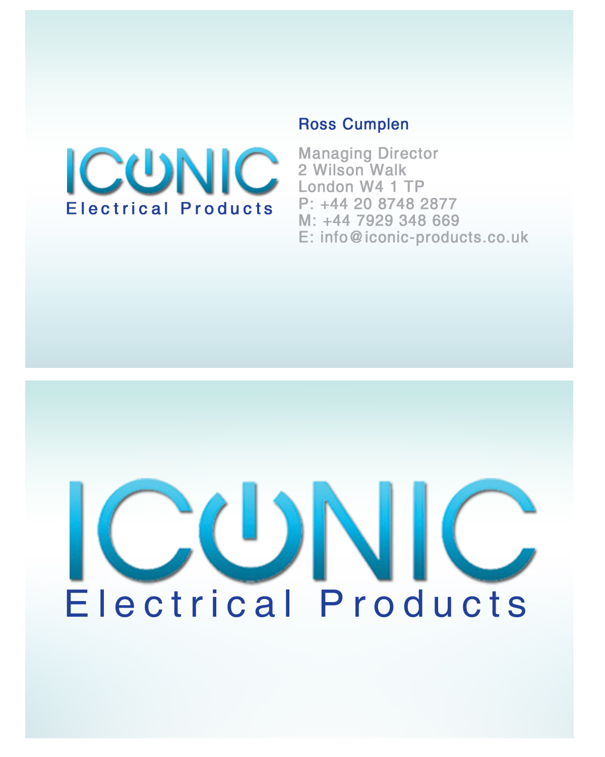 Business Card Design by Gekko Web Design for Iconic Electrical Products LTD | Design #34713
