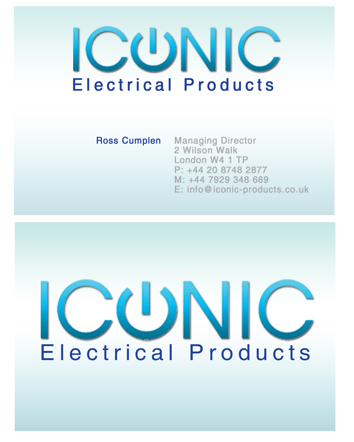 Business Card Design by Gekko Web Design for Iconic Electrical Products LTD | Design #34717