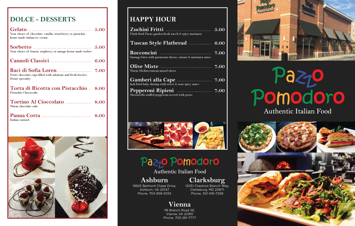 Menu Design by Sergio Coelho for Pazzo Pomodoro | Design #14356053