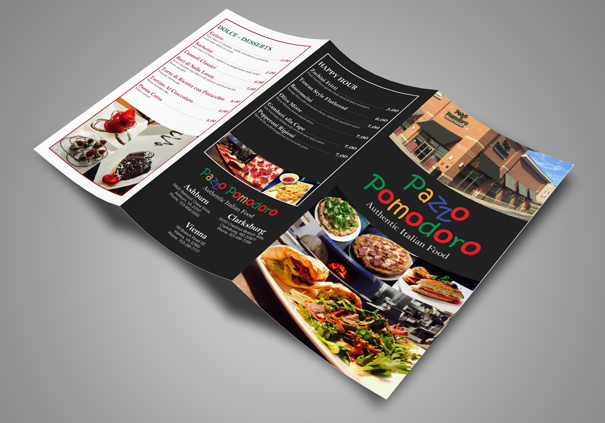 Menu Design by Sergio Coelho for Pazzo Pomodoro | Design #14356054