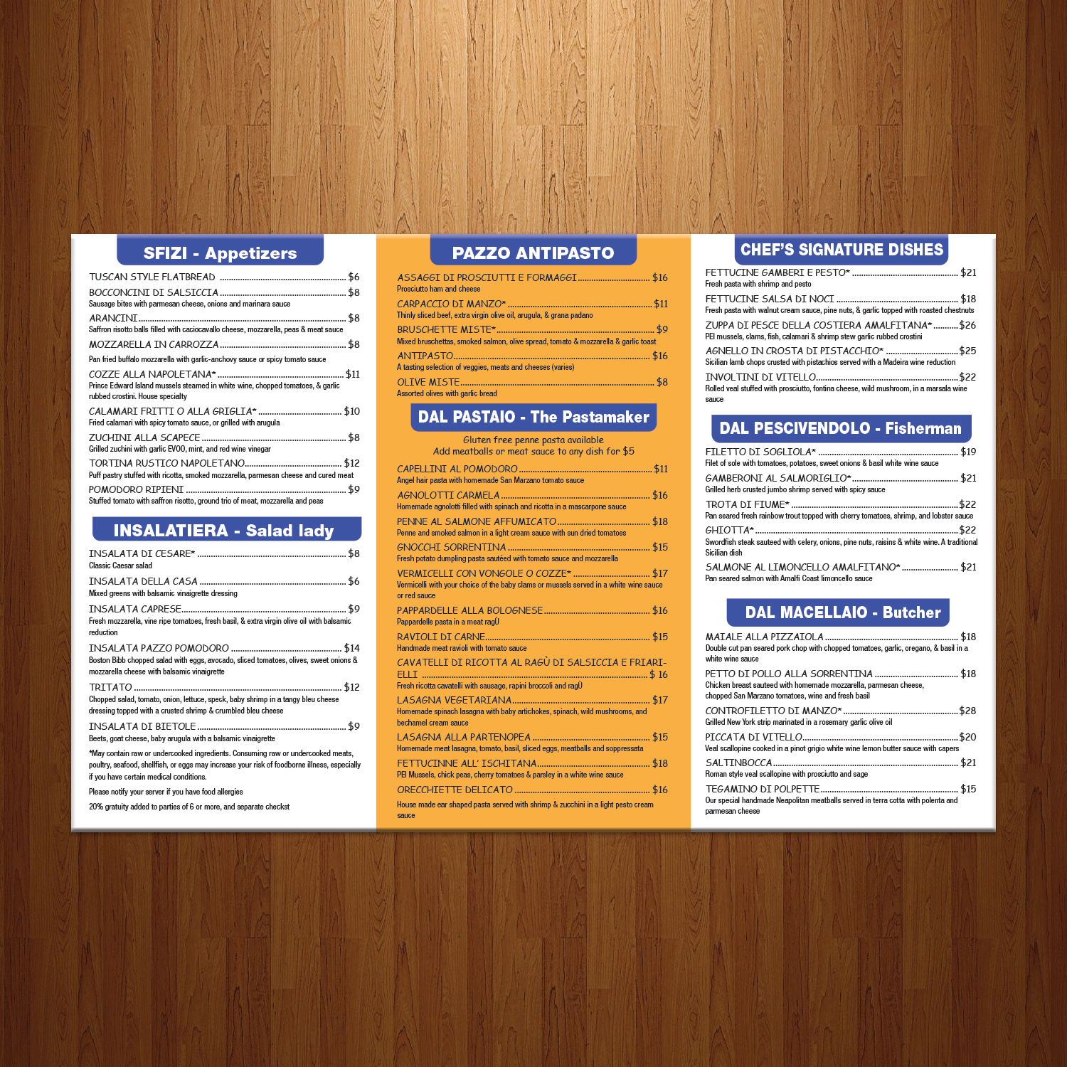 Menu Design by theblueart for Pazzo Pomodoro | Design #14495811