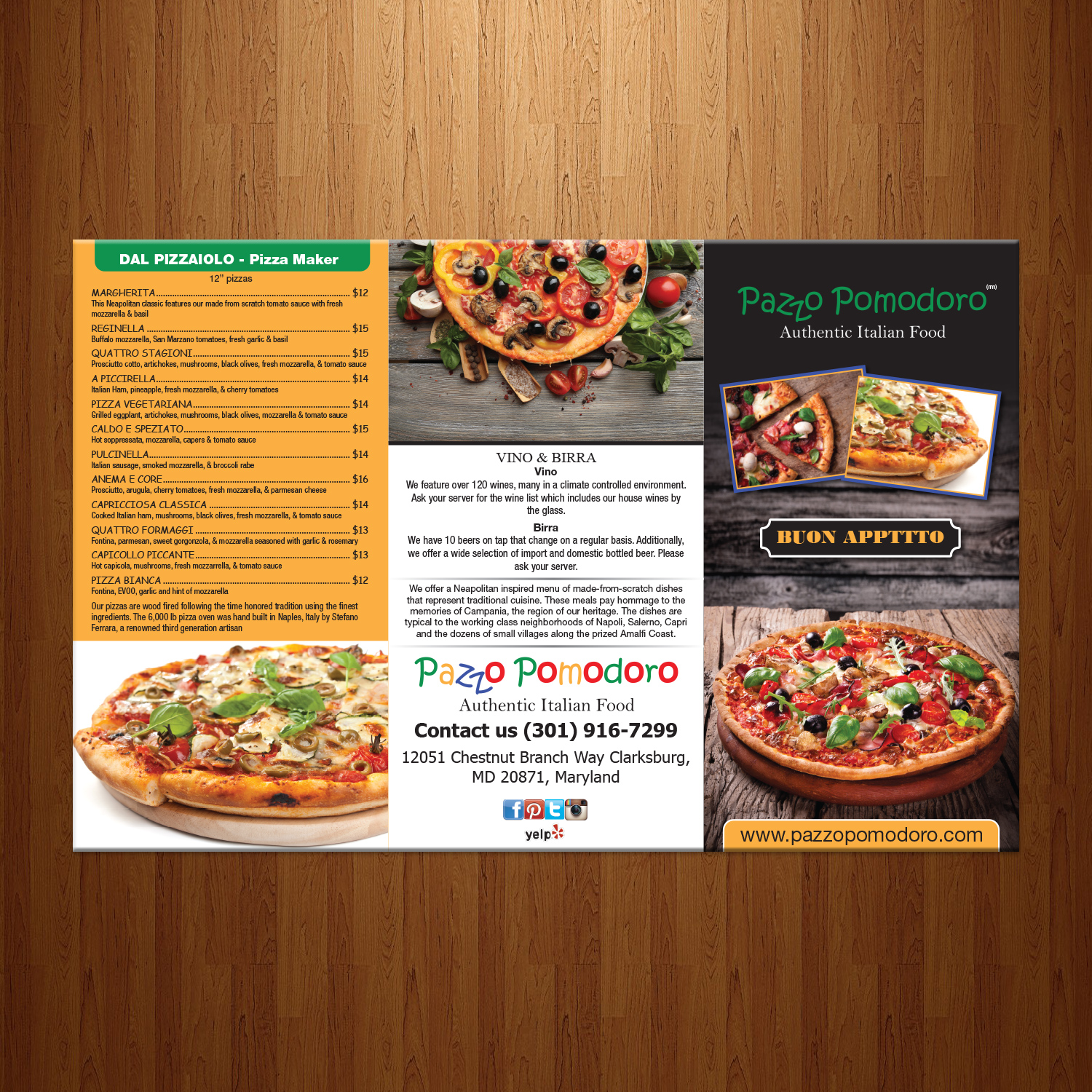 Menu Design by theblueart for Pazzo Pomodoro | Design #14747404