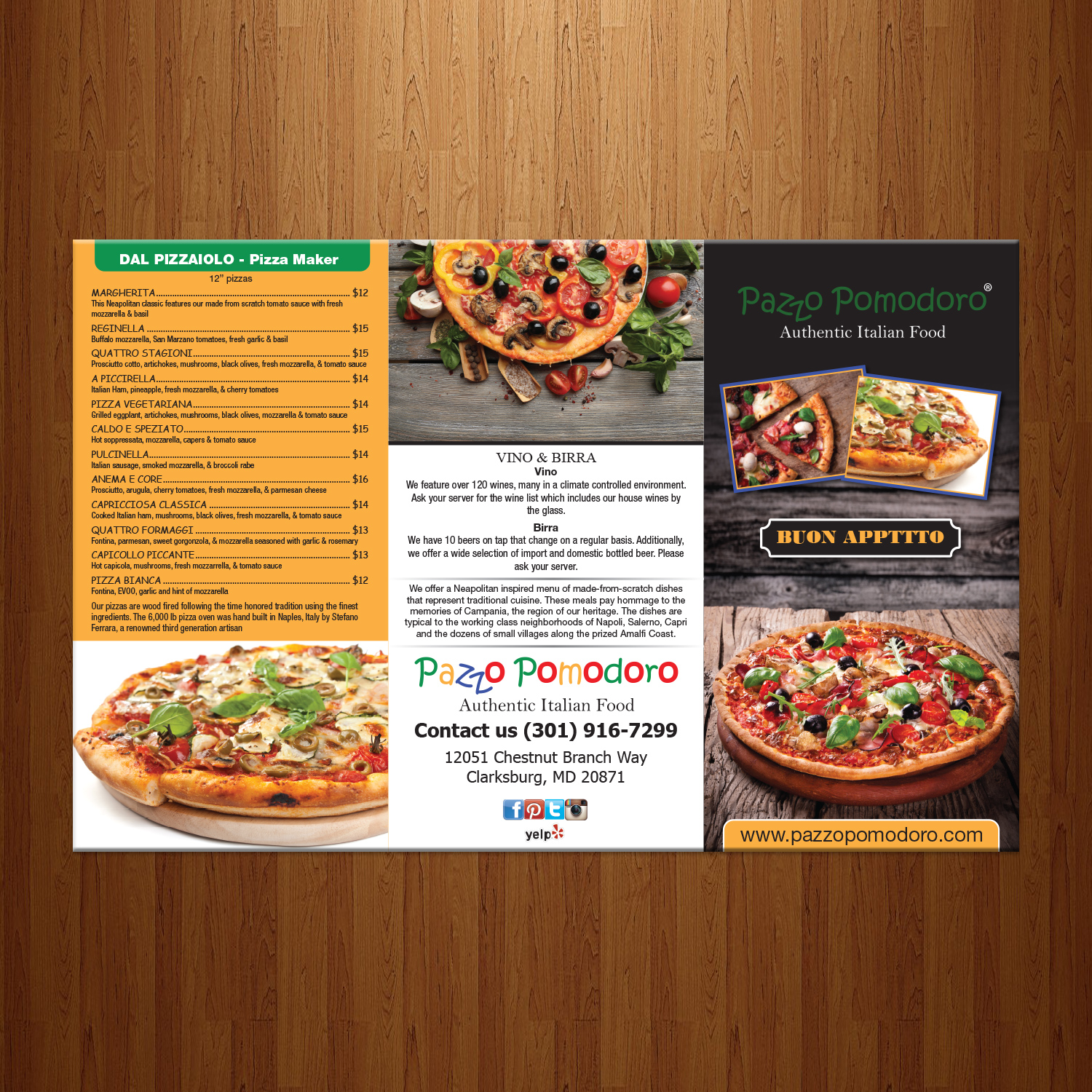 Menu Design by theblueart for Pazzo Pomodoro | Design #14756762